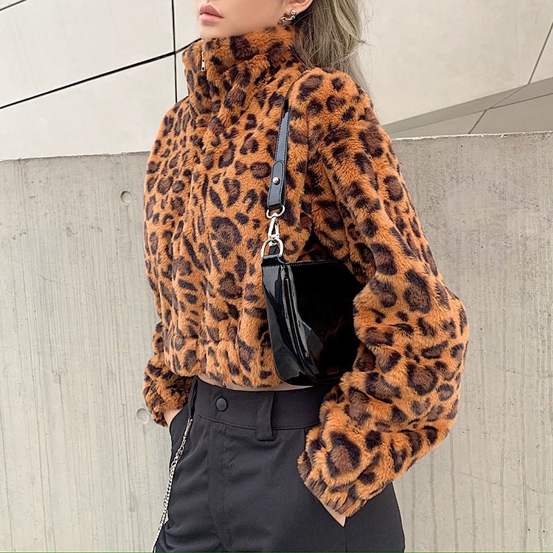 Fashion Leopard Print Cropped Sweatshirt for Women - Bela Fils BoutiqueBela Fils Boutique