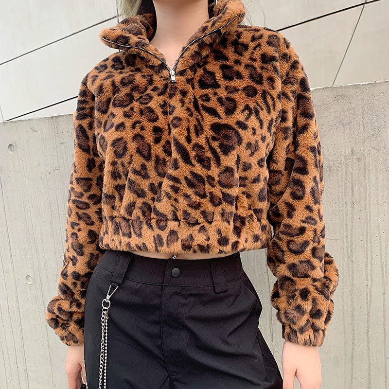Fashion Leopard Print Cropped Sweatshirt for Women - Bela Fils BoutiqueBela Fils Boutique