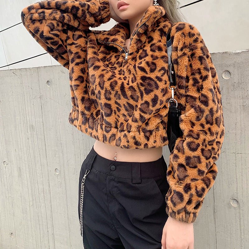 Fashion Leopard Print Cropped Sweatshirt for Women - Bela Fils BoutiqueBela Fils Boutique