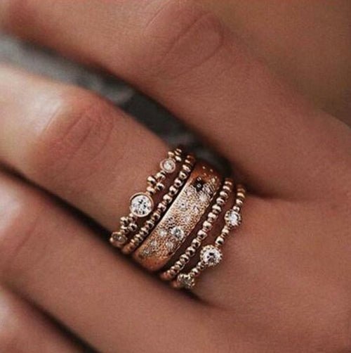 Five Piece Rose Gold Ring Set - Bela Fils BoutiqueRingsBela Fils Boutique