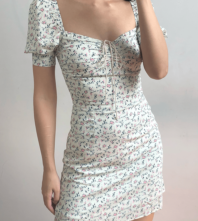 Floral Chiffon Mini Skirt with Vintage Puff Sleeve Dress - Bela Fils BoutiqueBela Fils Boutique