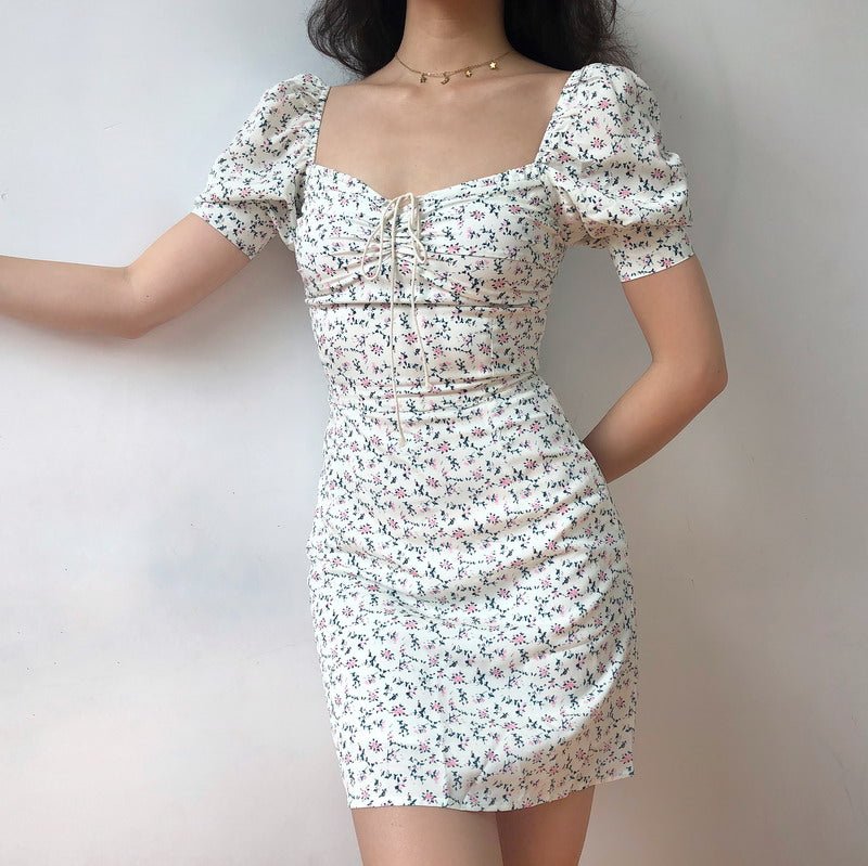 Floral Chiffon Mini Skirt with Vintage Puff Sleeve Dress - Bela Fils BoutiqueBela Fils Boutique
