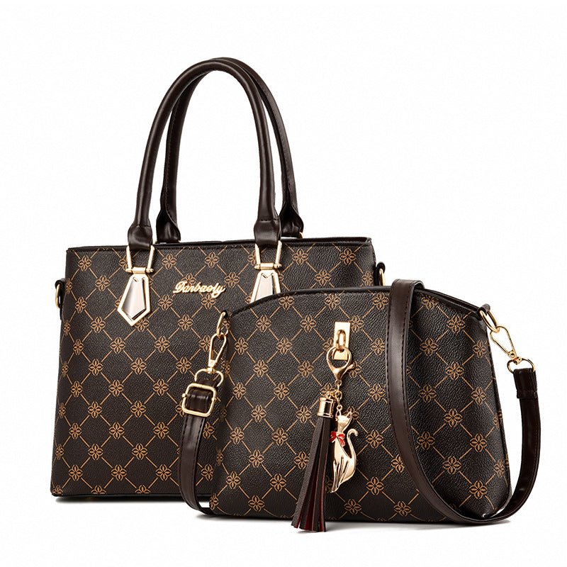 Floral Print Handbag Set - Women's PU Leather Tote & Crossbody - Bela Fils BoutiqueBela Fils Boutique