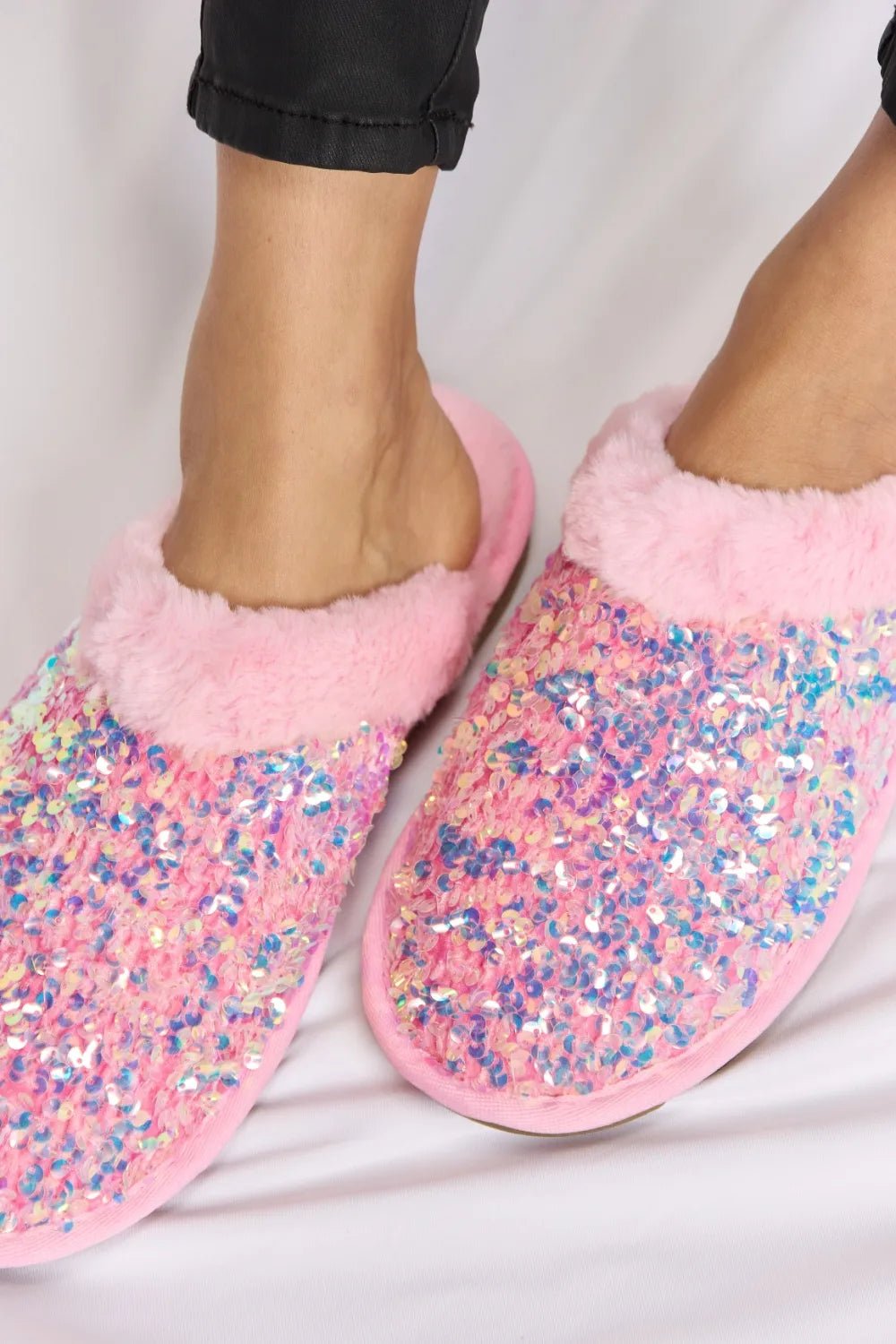 Forever Link Sequin Plush Round Toe Slippers - Bela Fils BoutiqueBela Fils Boutique