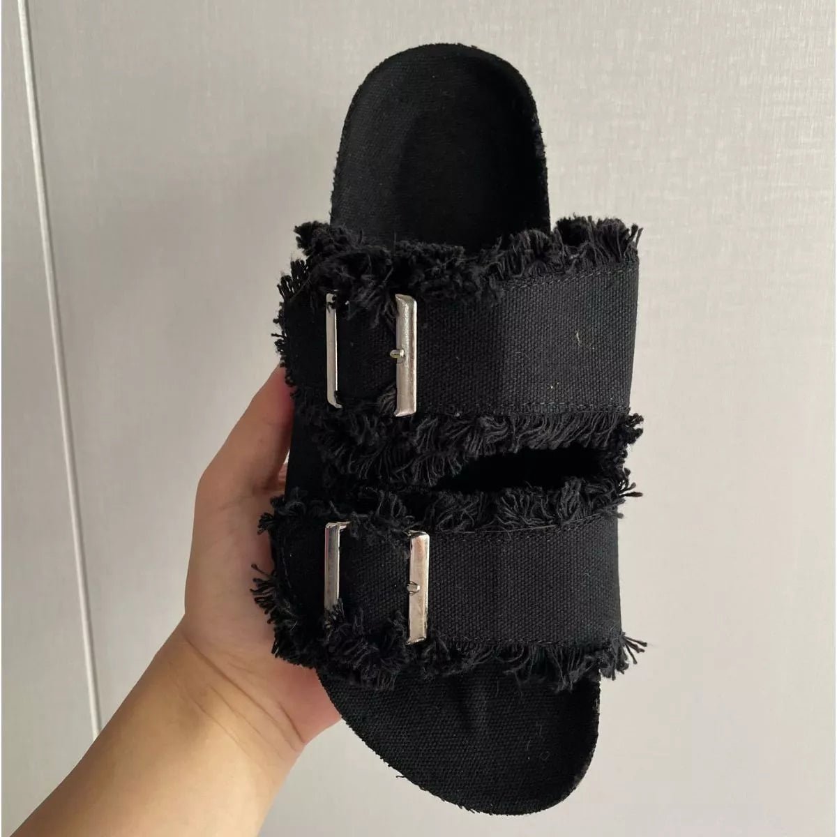 Frayed Edge Buckle Sandals - Bela Fils BoutiqueBela Fils Boutique