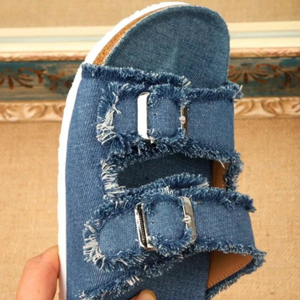 Frayed Edge Buckle Sandals - Bela Fils BoutiqueBela Fils Boutique