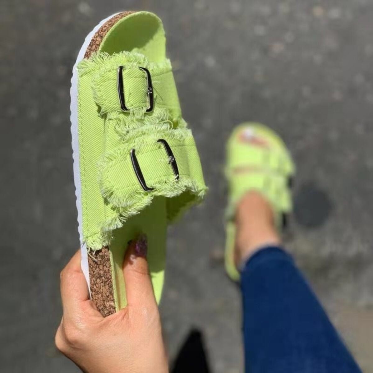 Frayed Edge Buckle Sandals - Bela Fils BoutiqueBela Fils Boutique