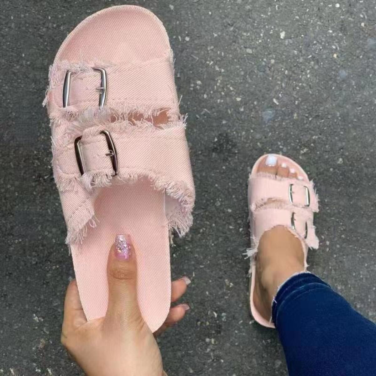 Frayed Edge Buckle Sandals - Bela Fils BoutiqueBela Fils Boutique
