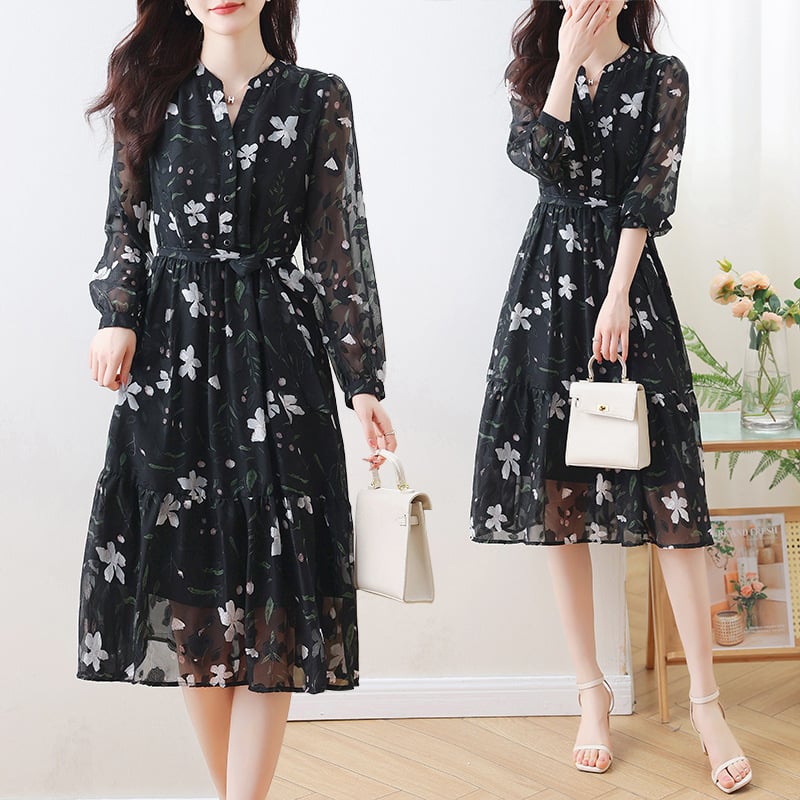 French Style Floral Chiffon Dress for Women - Bela Fils BoutiqueBela Fils Boutique