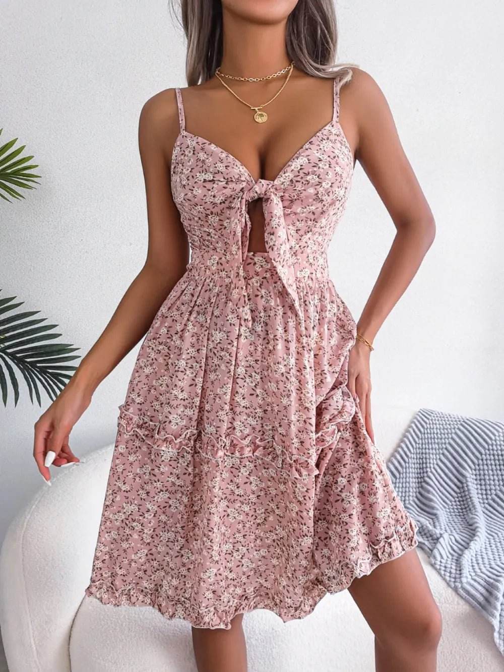 Frill Ditsy Floral Spaghetti Strap Mini Dress - Bela Fils BoutiqueBela Fils Boutique
