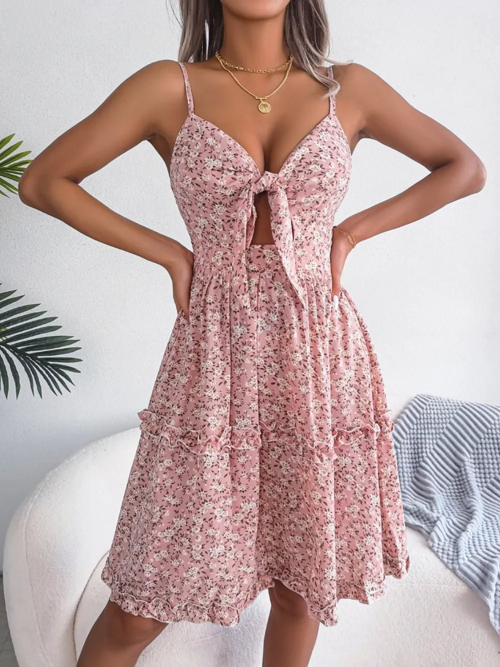 Frill Ditsy Floral Spaghetti Strap Mini Dress - Bela Fils BoutiqueBela Fils Boutique