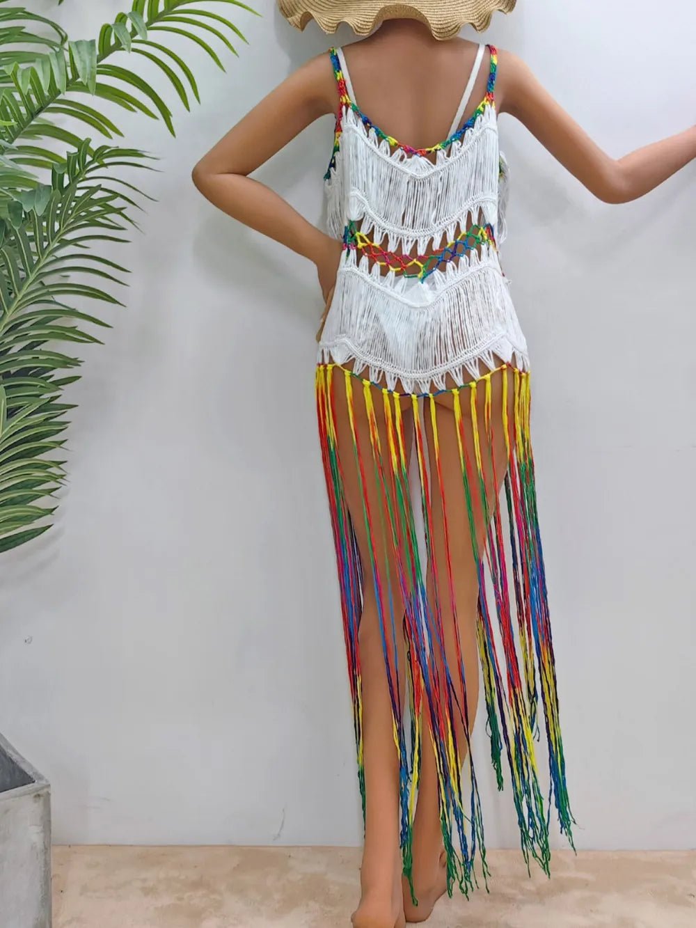 Fringe Scoop Neck Spaghetti Strap Cover - Up - Bela Fils BoutiqueBela Fils Boutique