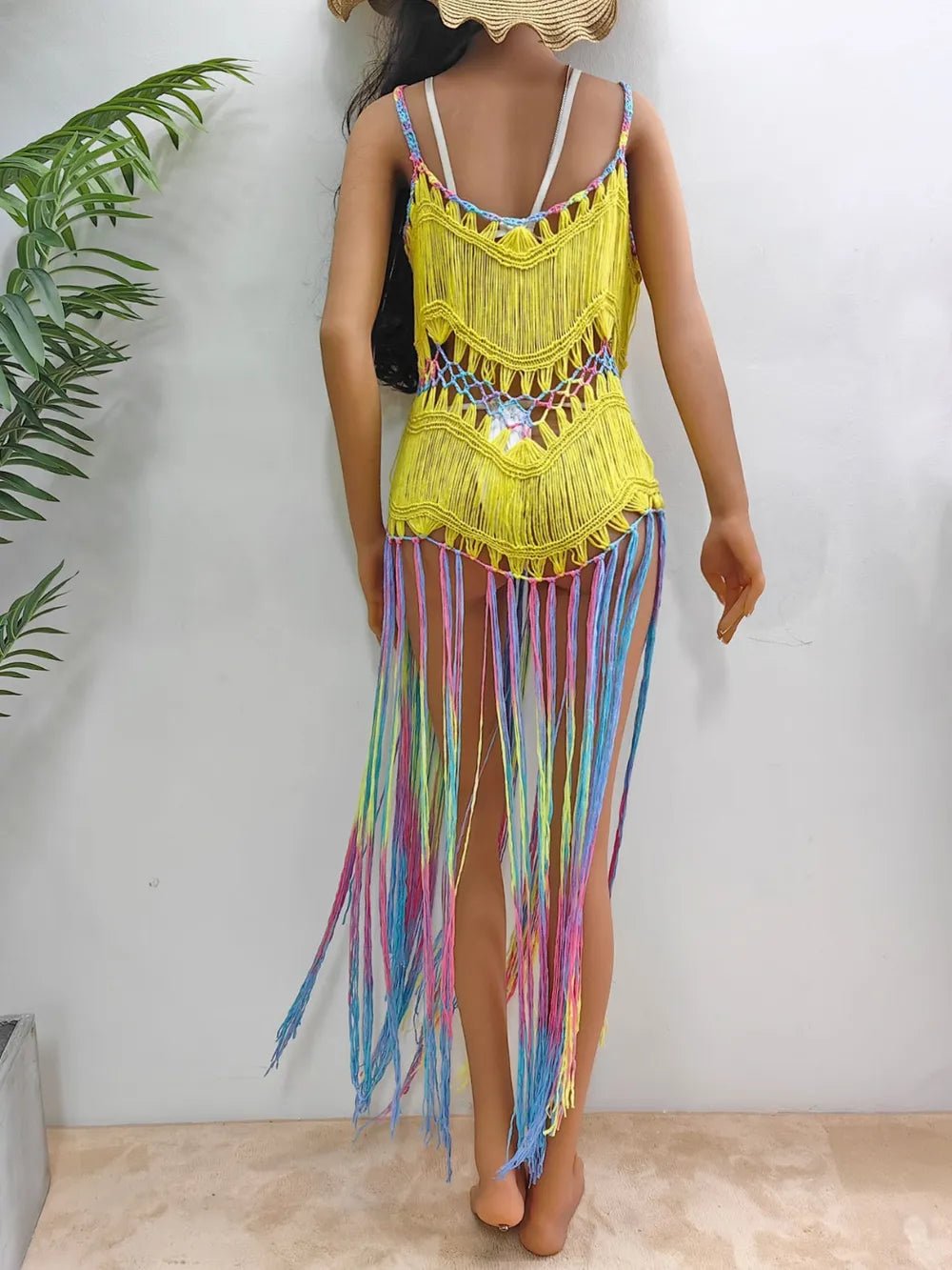 Fringe Scoop Neck Spaghetti Strap Cover - Up - Bela Fils BoutiqueBela Fils Boutique