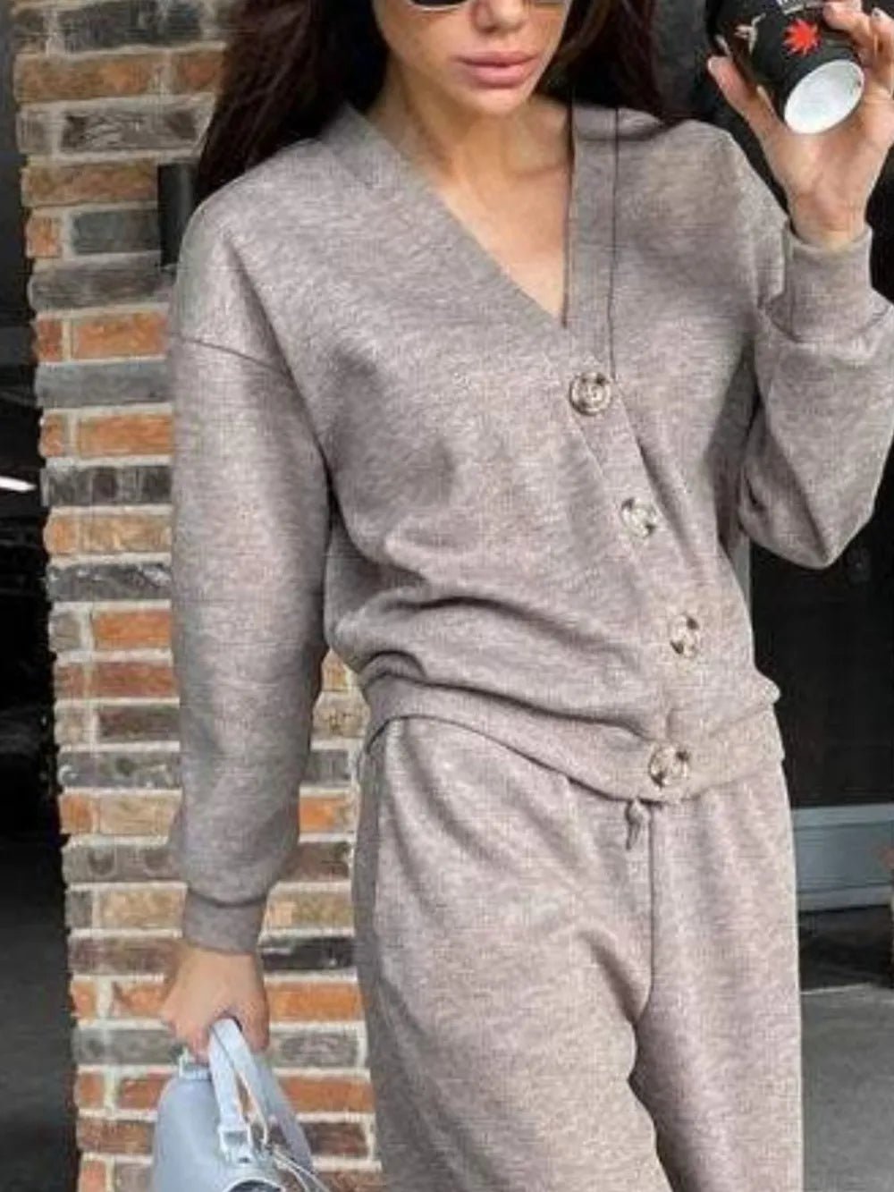 Full Size Button Up Long Sleeve Top and Pants Set - Bela Fils BoutiqueBela Fils Boutique