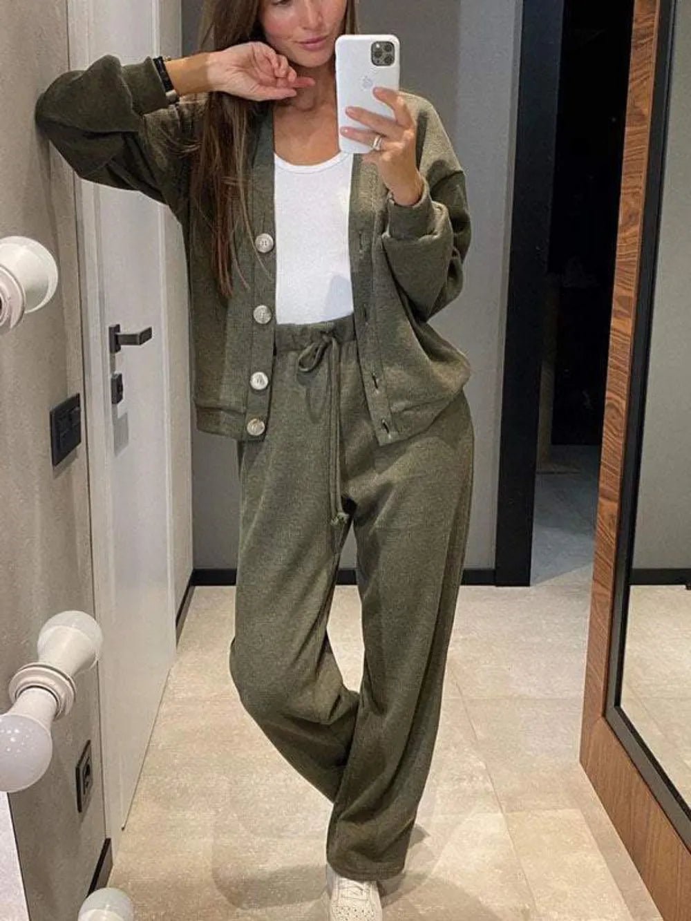 Full Size Button Up Long Sleeve Top and Pants Set - Bela Fils BoutiqueBela Fils Boutique