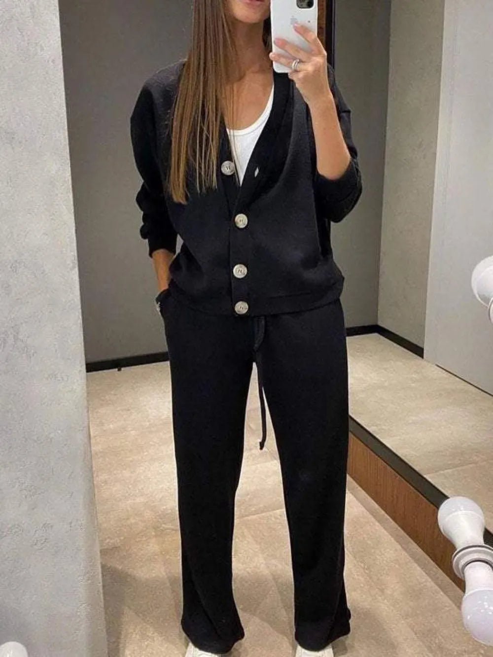 Full Size Button Up Long Sleeve Top and Pants Set - Bela Fils BoutiqueBela Fils Boutique