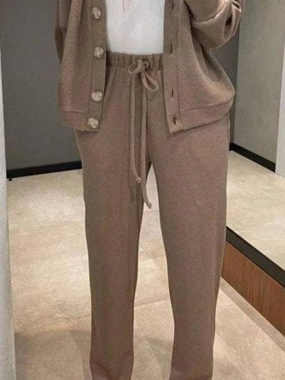 Full Size Button Up Long Sleeve Top and Pants Set - Bela Fils BoutiqueBela Fils Boutique
