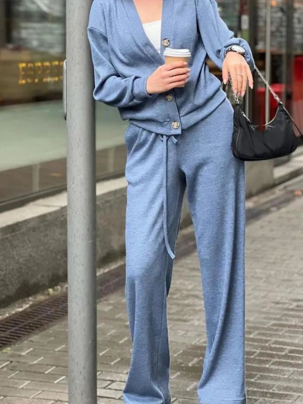 Full Size Button Up Long Sleeve Top and Pants Set - Bela Fils BoutiqueBela Fils Boutique