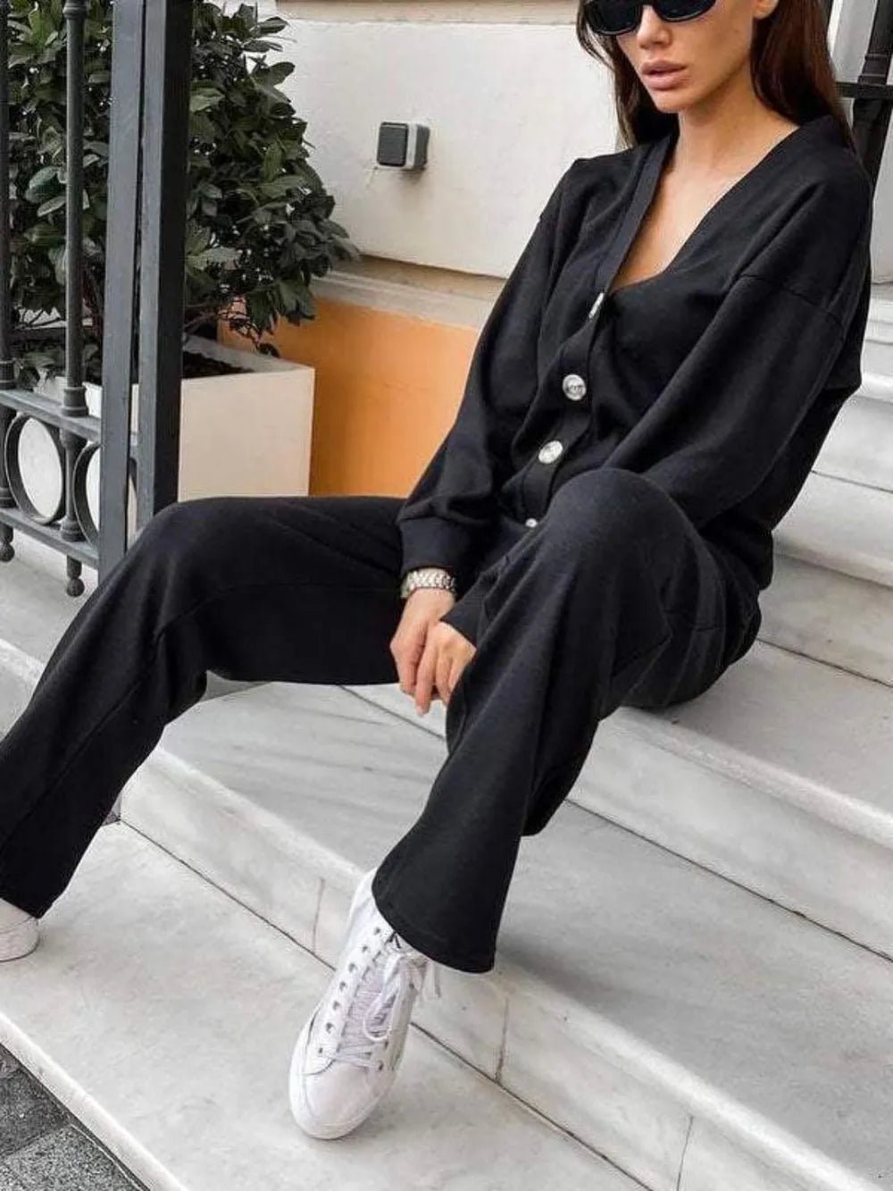 Full Size Button Up Long Sleeve Top and Pants Set - Bela Fils BoutiqueBela Fils Boutique