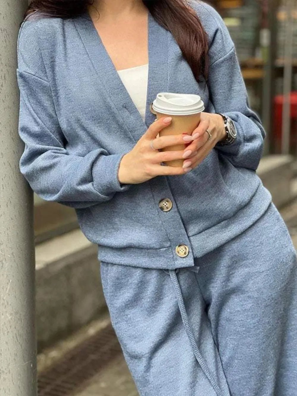 Full Size Button Up Long Sleeve Top and Pants Set - Bela Fils BoutiqueBela Fils Boutique