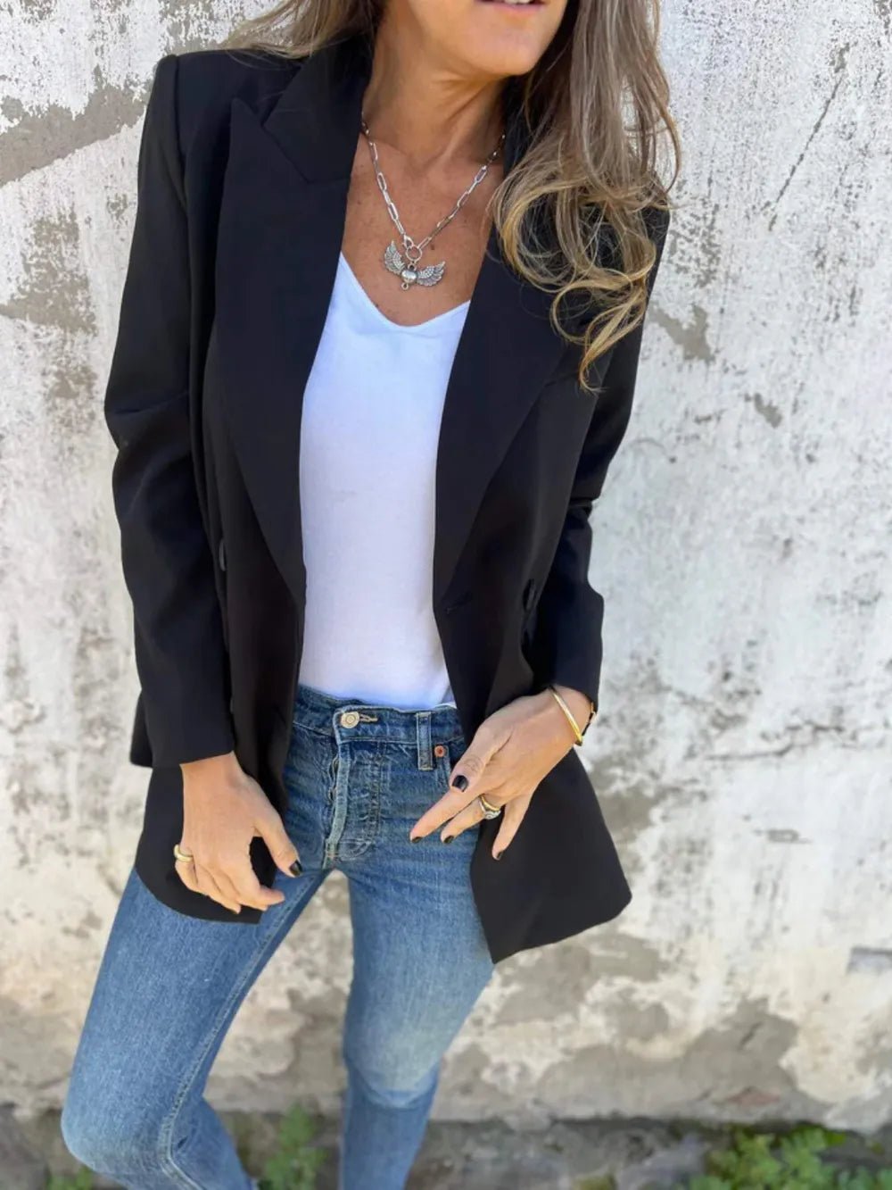 Full Size Collared Neck Long Sleeve Blazer - Bela Fils BoutiqueBela Fils Boutique