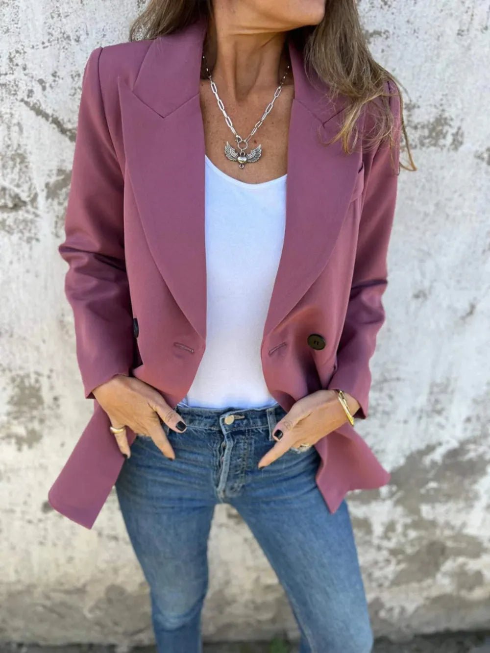Full Size Collared Neck Long Sleeve Blazer - Bela Fils BoutiqueBela Fils Boutique