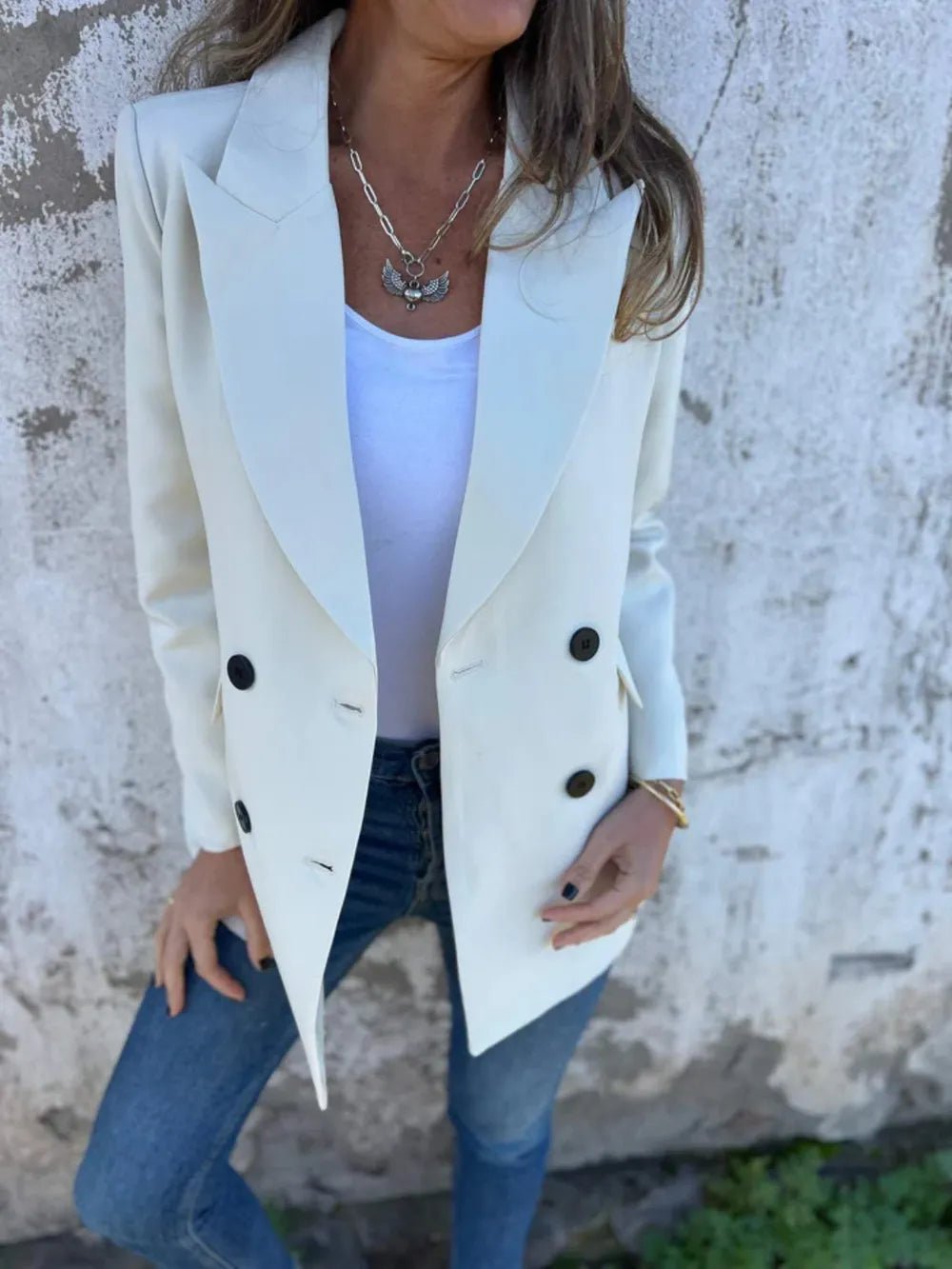 Full Size Collared Neck Long Sleeve Blazer - Bela Fils BoutiqueBela Fils Boutique