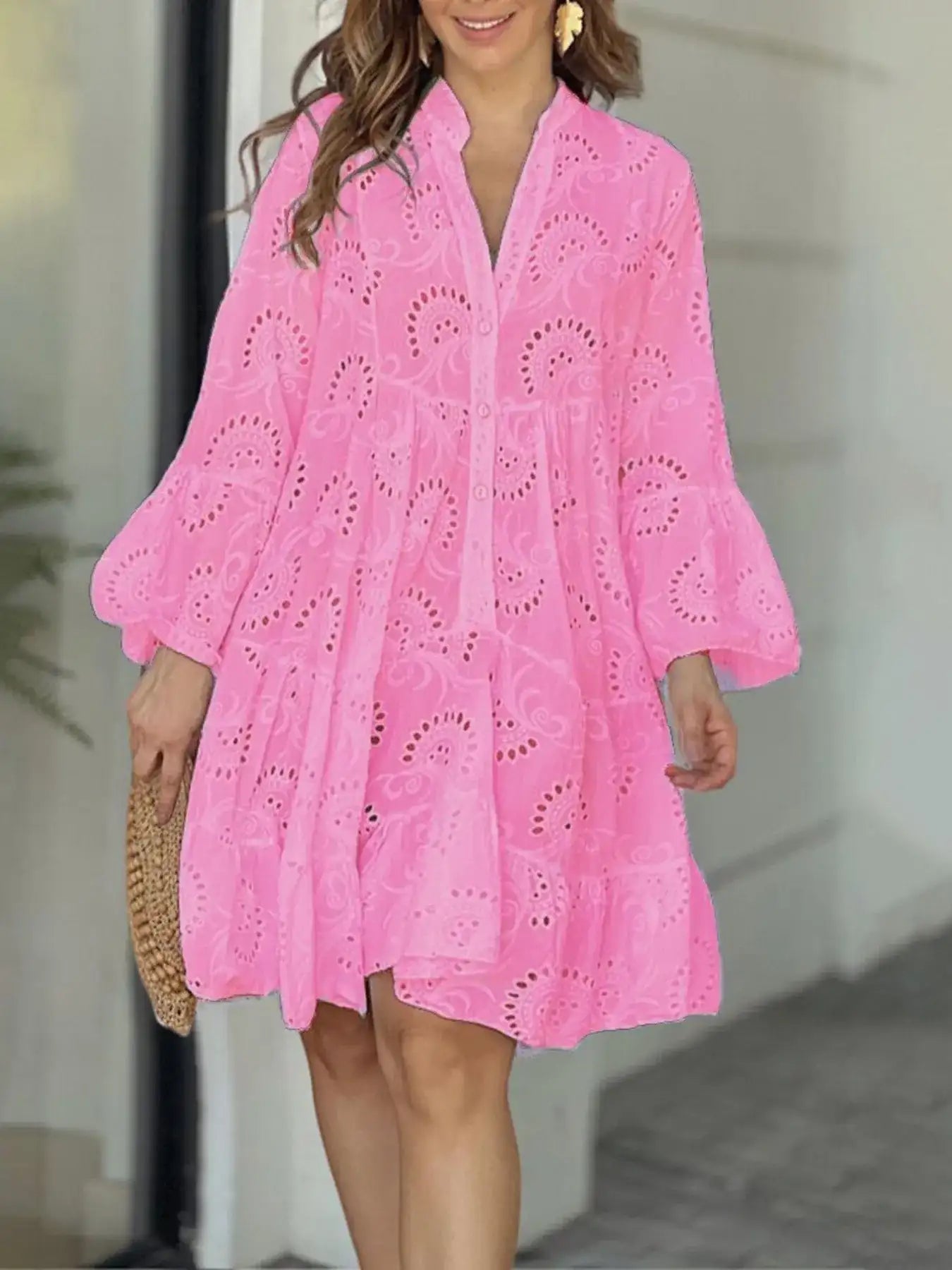 Full Size Eyelet Ruffled Hem Tiered Dress Plus Size - Bela Fils BoutiqueBela Fils Boutique