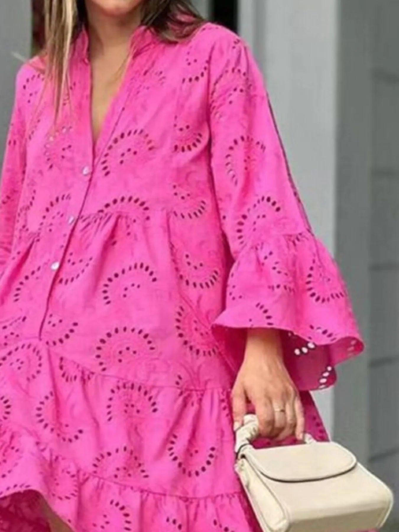 Full Size Eyelet Ruffled Hem Tiered Dress Plus Size - Bela Fils BoutiqueBela Fils Boutique