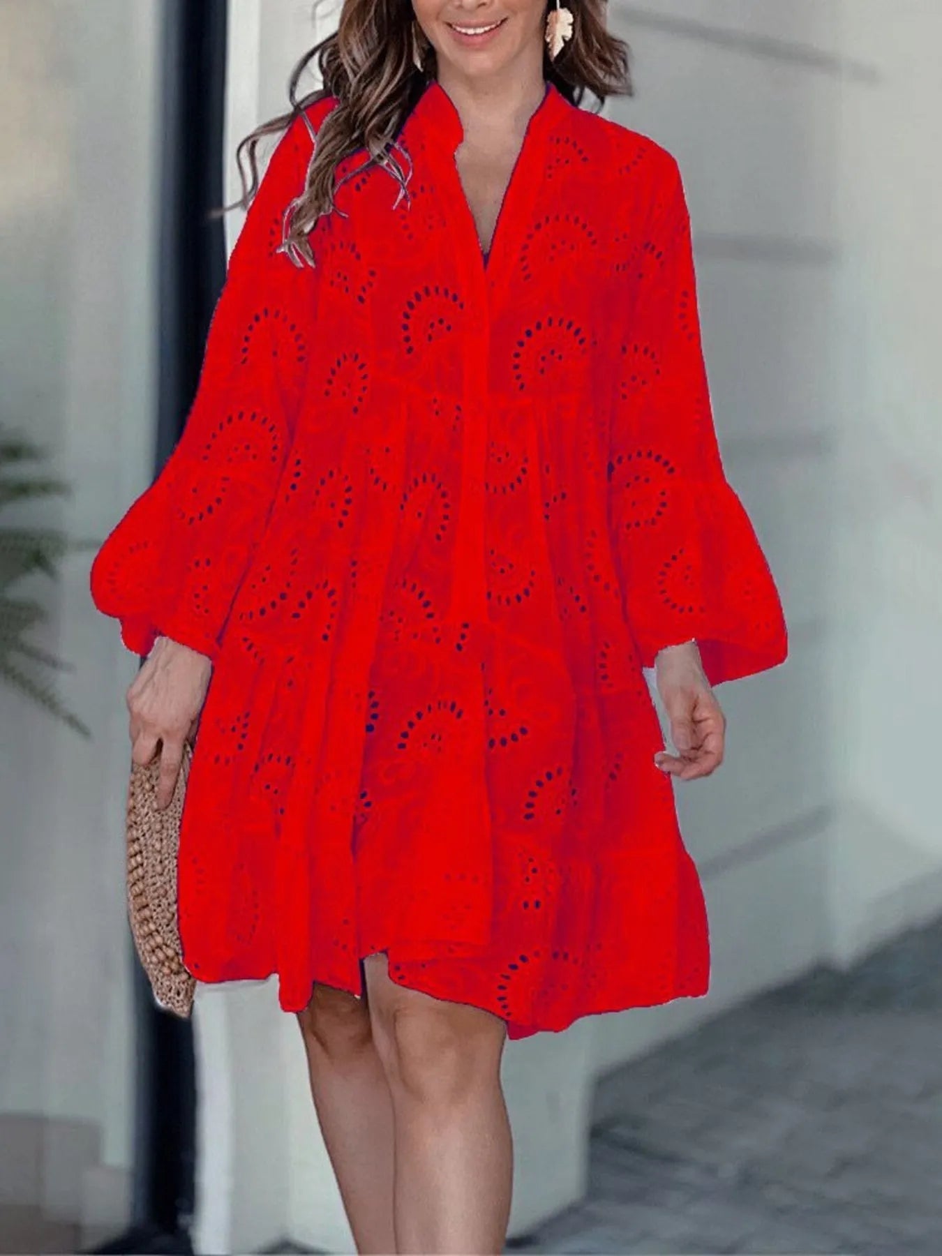 Full Size Eyelet Ruffled Hem Tiered Dress Plus Size - Bela Fils BoutiqueBela Fils Boutique