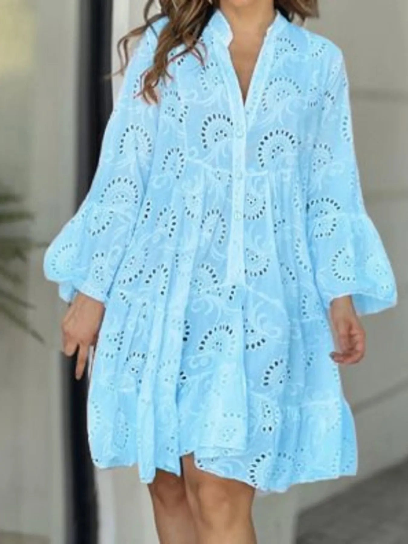 Full Size Eyelet Ruffled Hem Tiered Dress Plus Size - Bela Fils BoutiqueBela Fils Boutique