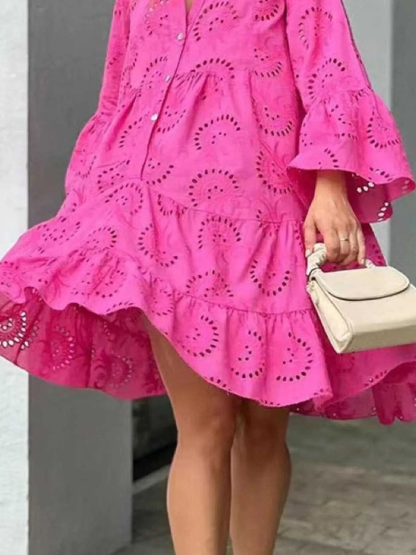 Full Size Eyelet Ruffled Hem Tiered Dress Plus Size - Bela Fils BoutiqueBela Fils Boutique