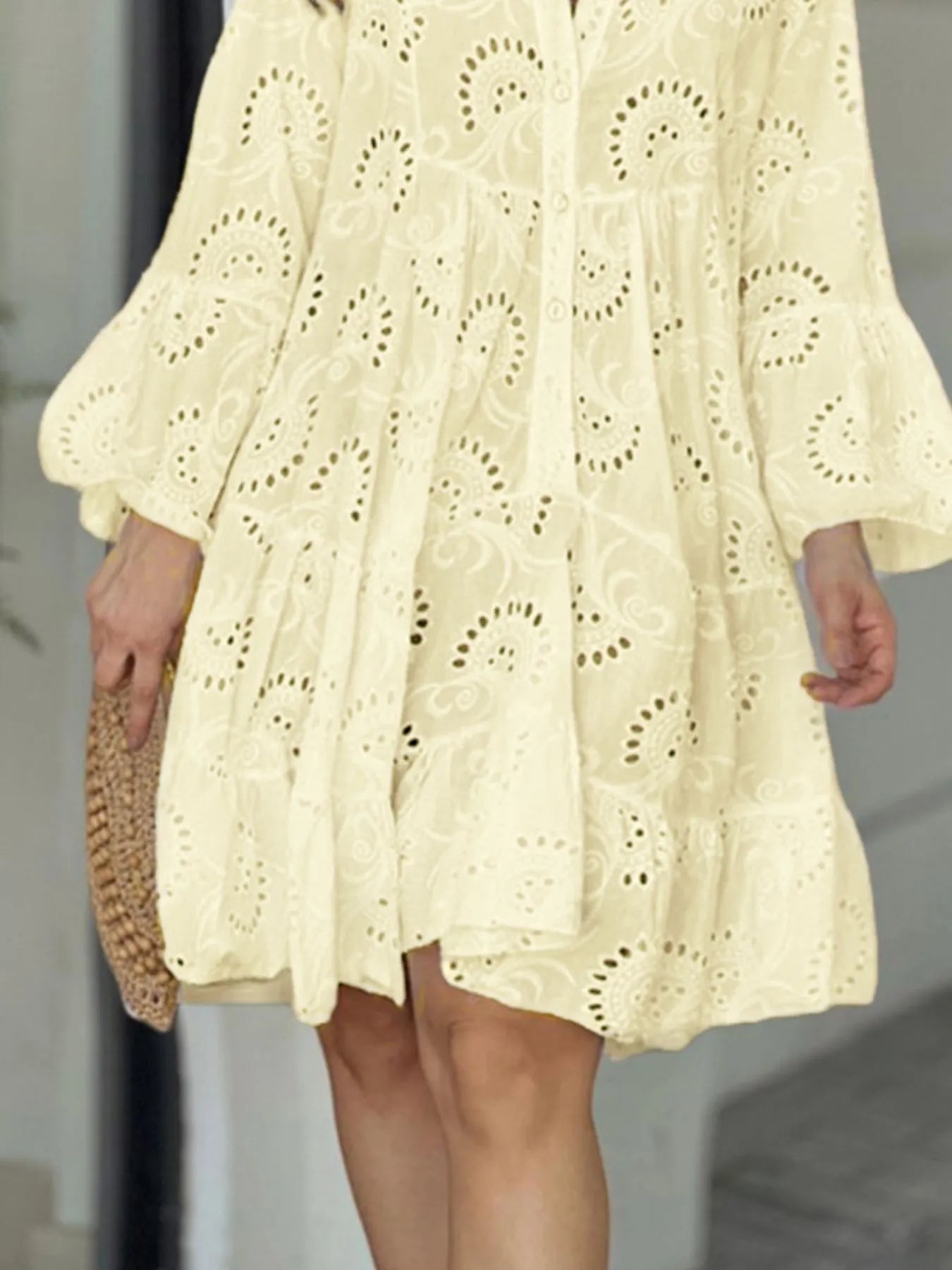 Full Size Eyelet Ruffled Hem Tiered Dress Plus Size - Bela Fils BoutiqueBela Fils Boutique