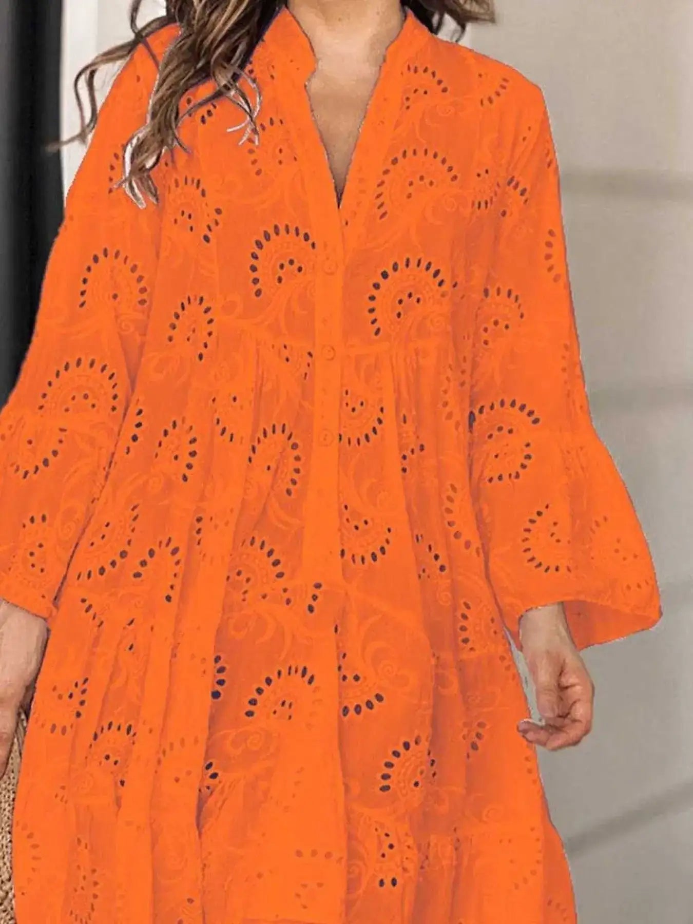 Full Size Eyelet Ruffled Hem Tiered Dress Plus Size - Bela Fils BoutiqueBela Fils Boutique