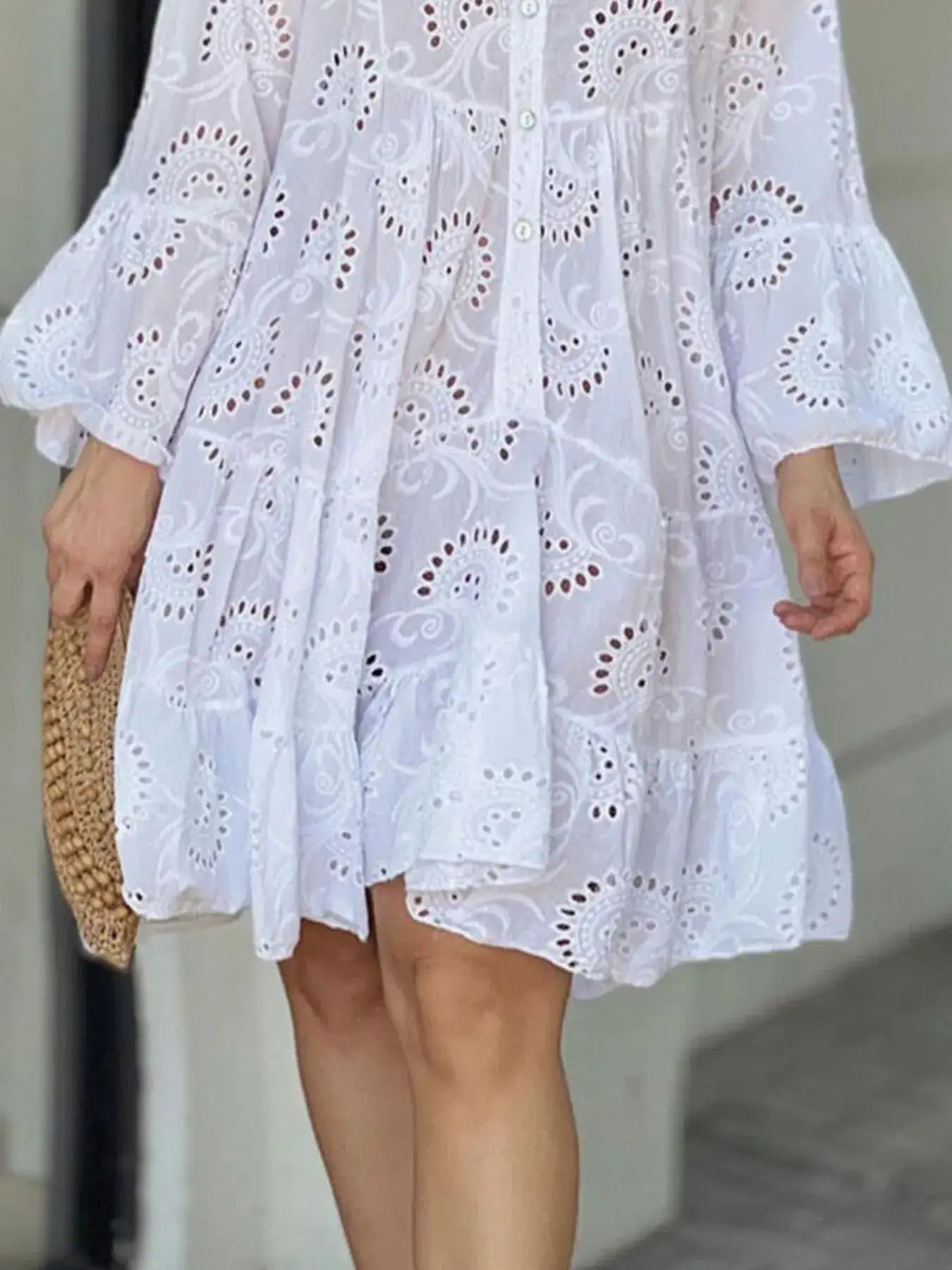 Full Size Eyelet Ruffled Hem Tiered Dress Plus Size - Bela Fils BoutiqueBela Fils Boutique