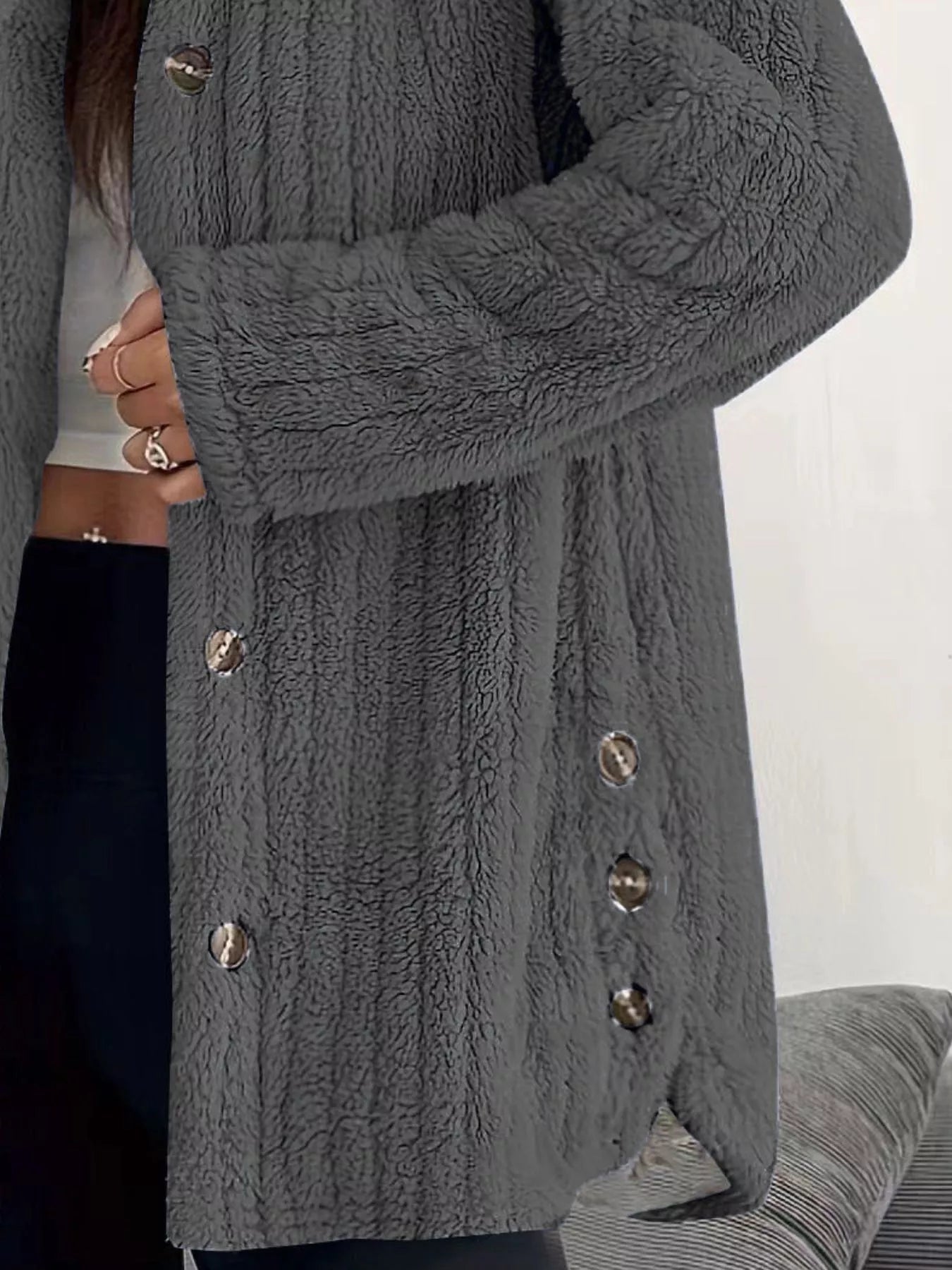 Full Size Fleece Button Up Hooded Outerwear Plus Size - Bela Fils BoutiqueBela Fils Boutique