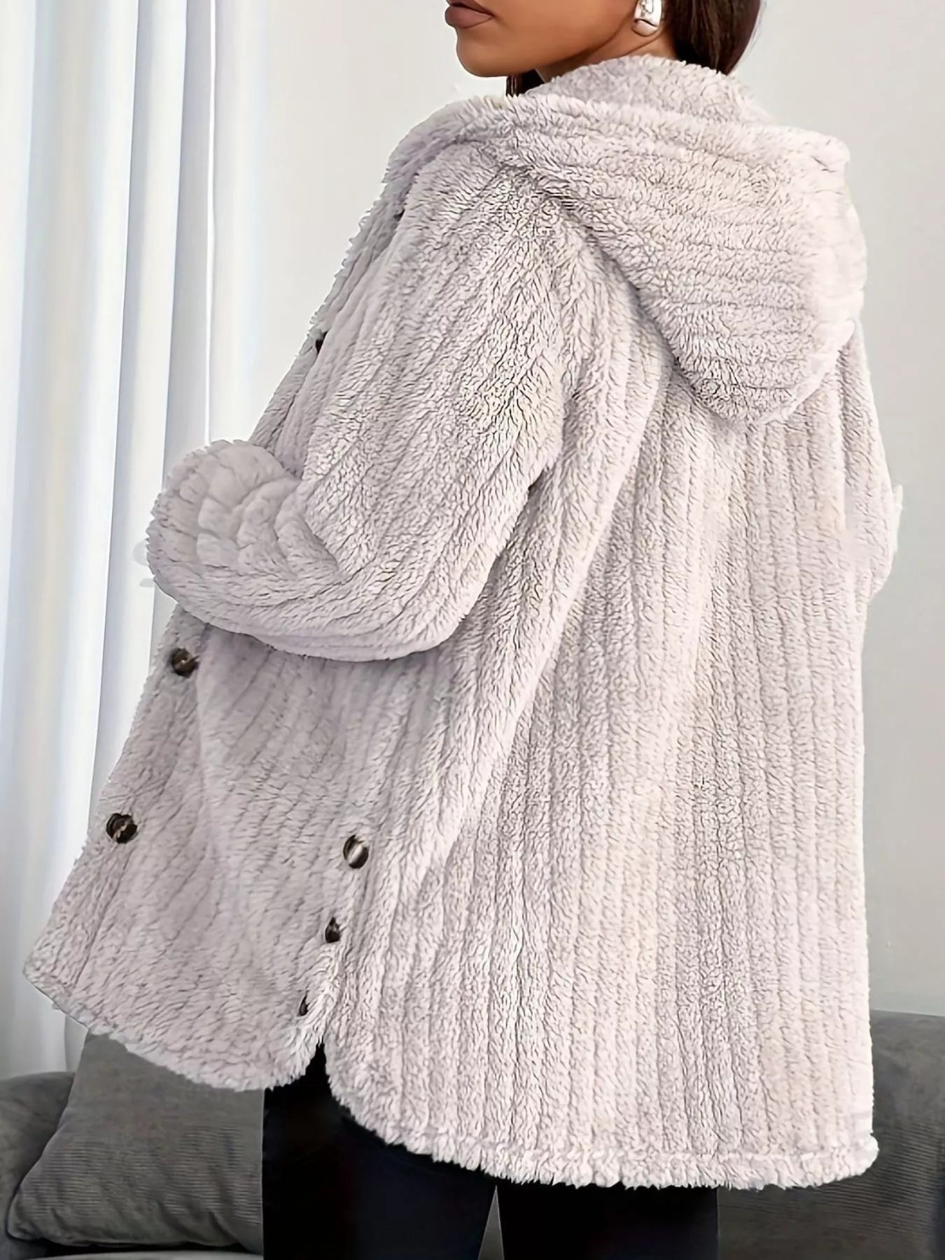 Full Size Fleece Button Up Hooded Outerwear Plus Size - Bela Fils BoutiqueBela Fils Boutique