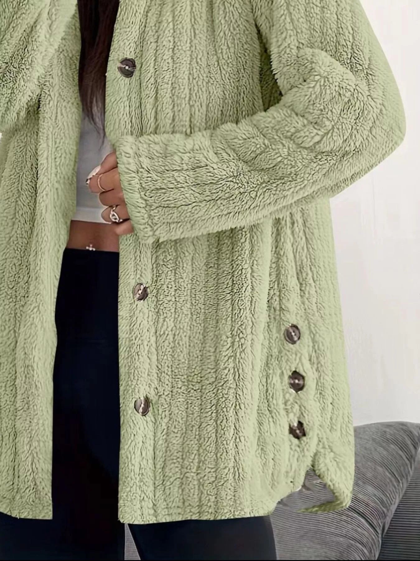 Full Size Fleece Button Up Hooded Outerwear Plus Size - Bela Fils BoutiqueBela Fils Boutique
