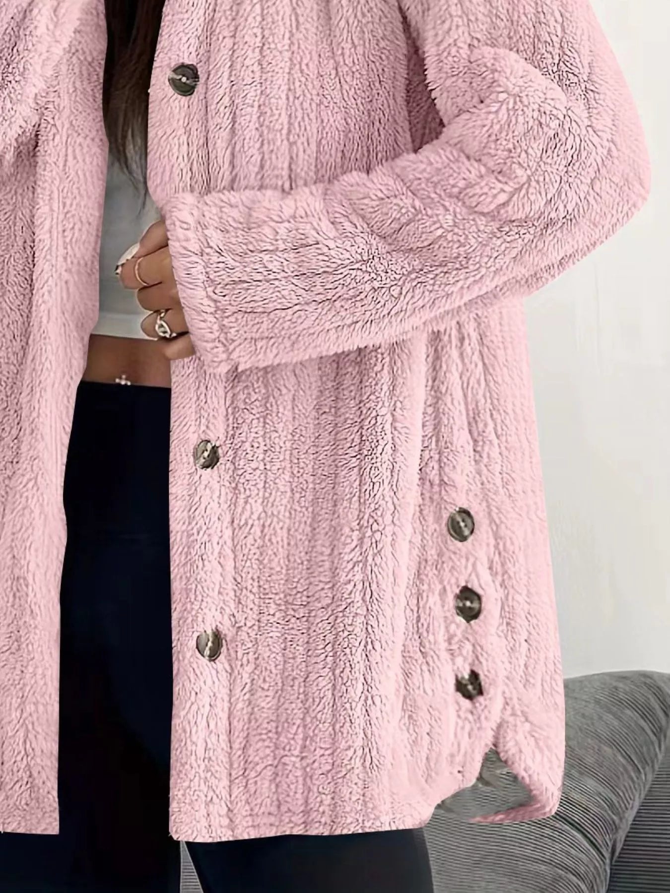Full Size Fleece Button Up Hooded Outerwear Plus Size - Bela Fils BoutiqueBela Fils Boutique