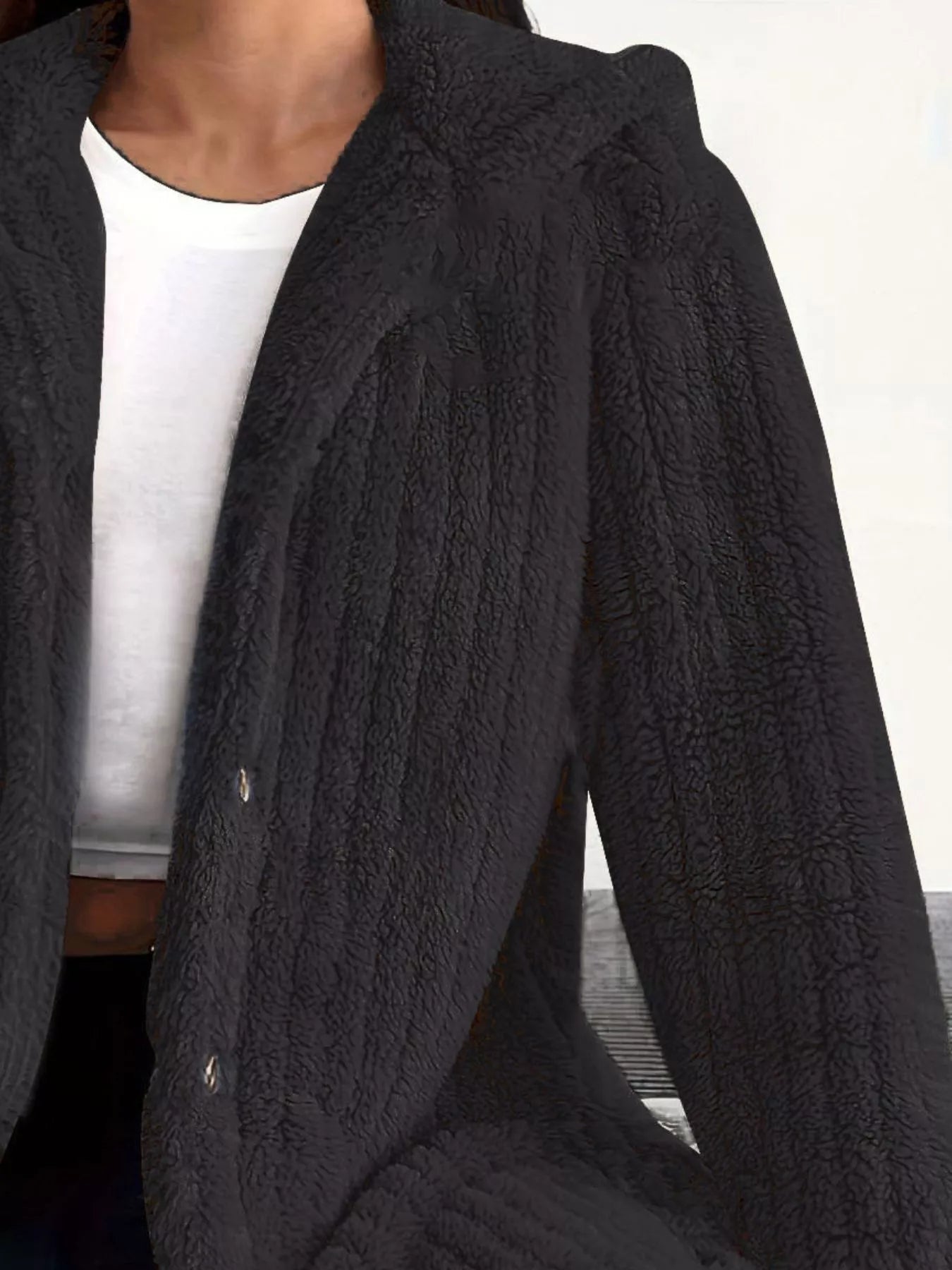 Full Size Fleece Button Up Hooded Outerwear Plus Size - Bela Fils BoutiqueBela Fils Boutique