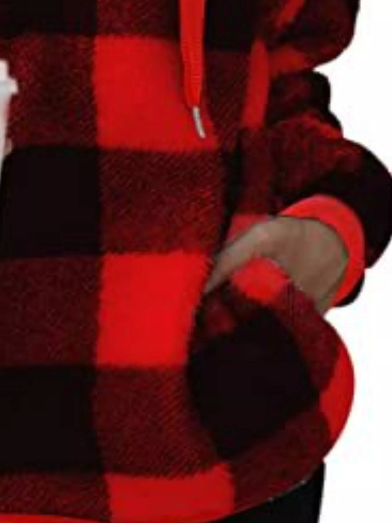 Full Size Plaid Sherpa Drawstring Hoodie Plus Size - Bela Fils BoutiqueBela Fils Boutique