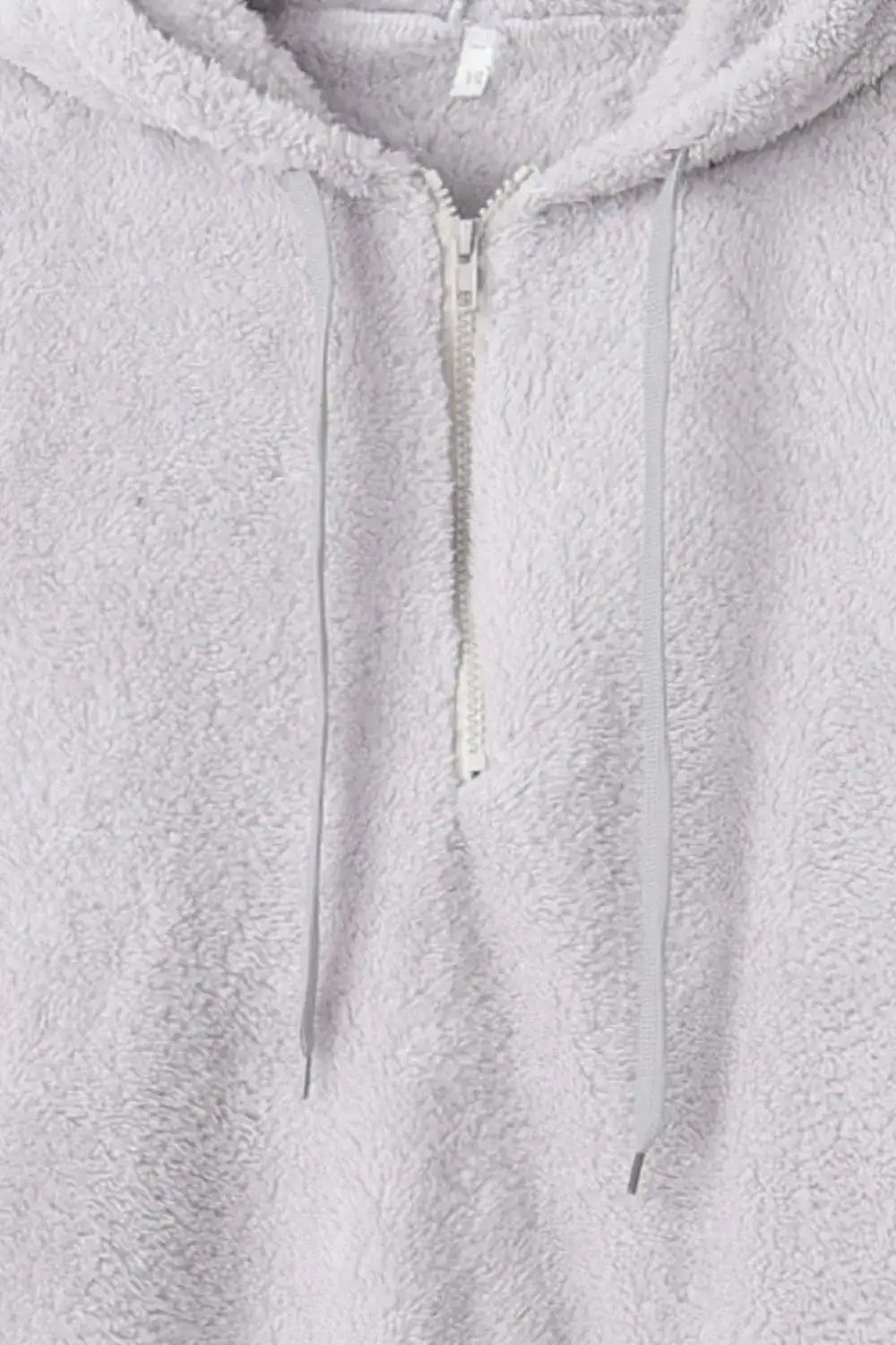 Full Size Quarter - Zip Drawstring Teddy Hoodie - Bela Fils BoutiqueBela Fils Boutique