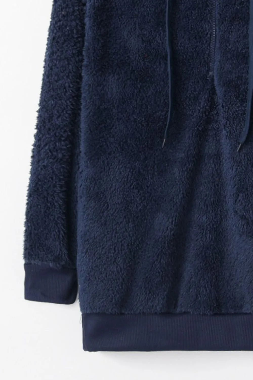 Full Size Quarter - Zip Drawstring Teddy Hoodie - Bela Fils BoutiqueBela Fils Boutique