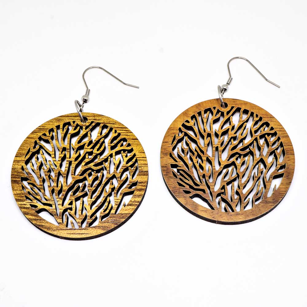 Genuine Handmade Koa Wood Tree Of Life Earring Pierce - Bela Fils BoutiqueJewelry & WatchesBela Fils Boutique