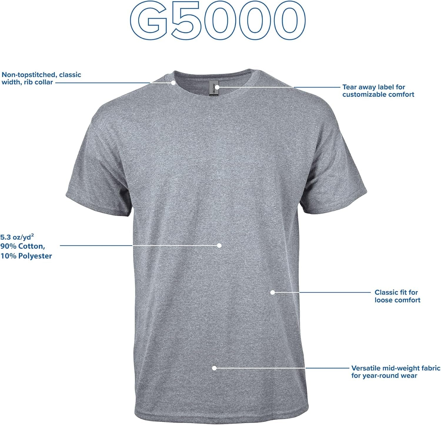 Gildan Adult Heavy Cotton T-Shirt, Style G5000, Multipack - Bela Fils BoutiqueBela Fils Boutique