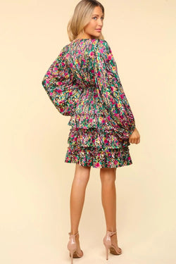 Haptics V - Neck Satin Floral Layered Dress - Bela Fils BoutiqueBela Fils Boutique
