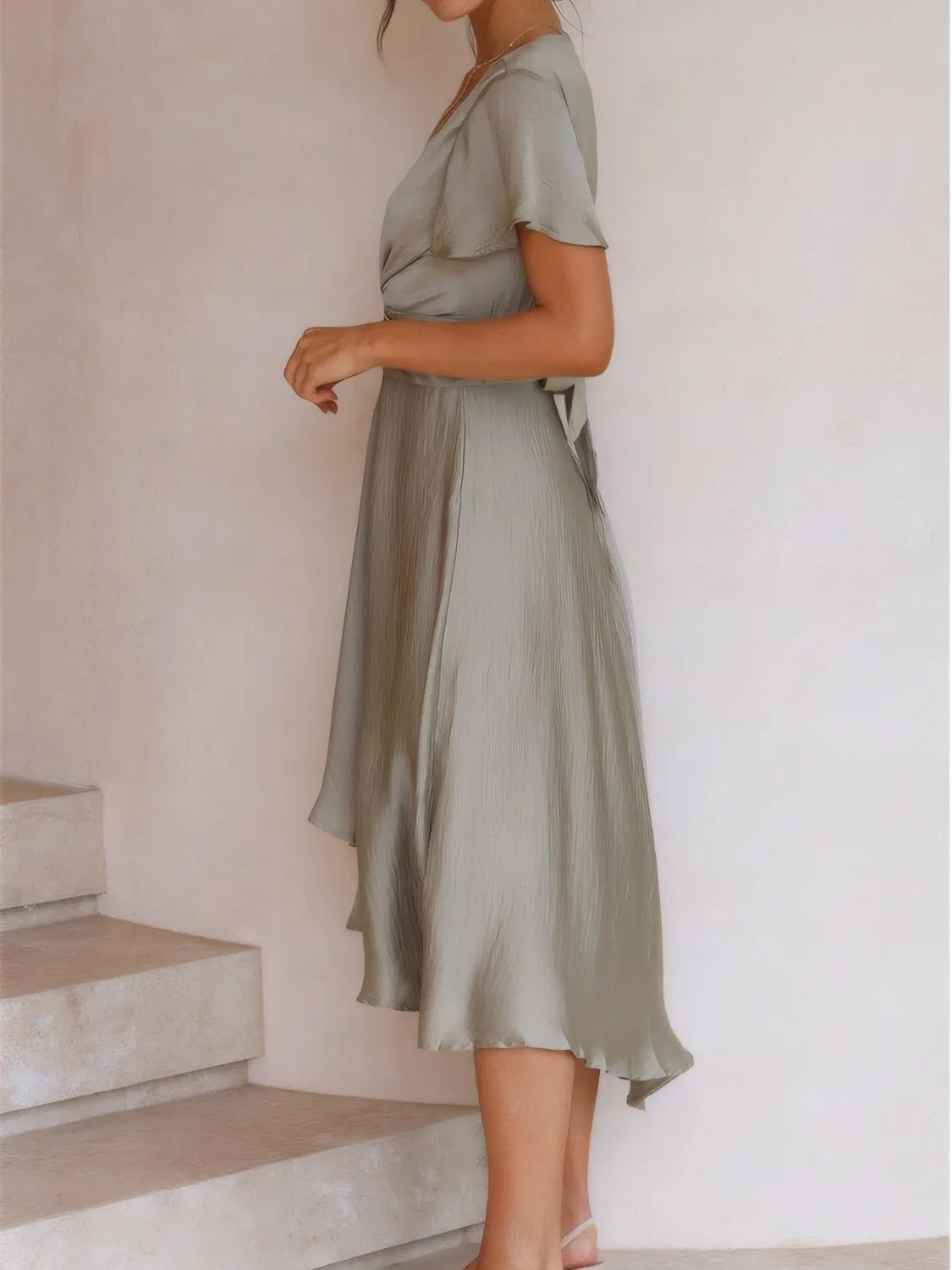 High - Low Plunge Flutter Sleeve Dress - Bela Fils BoutiqueBela Fils Boutique