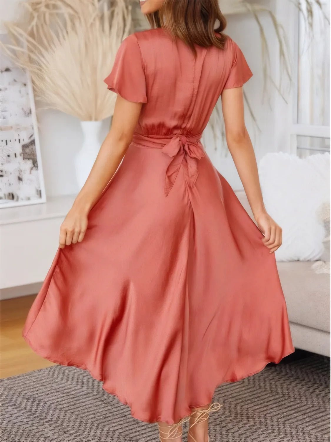 High - Low Plunge Flutter Sleeve Dress - Bela Fils BoutiqueBela Fils Boutique