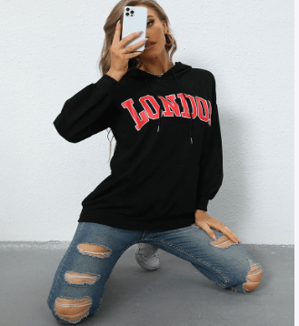 Hooded Letter-Print Sweatshirt for Women - Bela Fils BoutiqueBela Fils Boutique