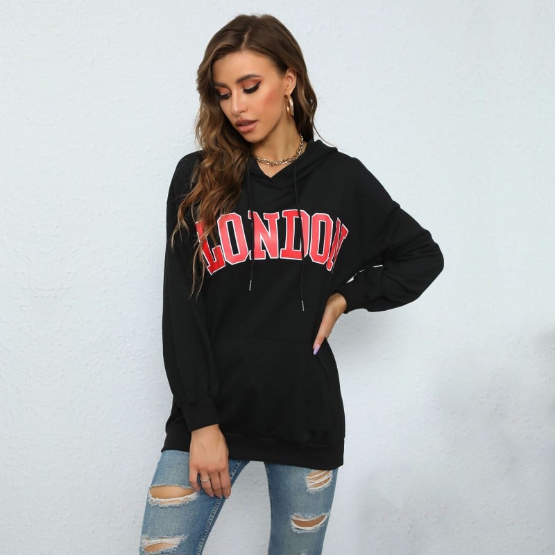 Hooded Letter-Print Sweatshirt for Women - Bela Fils BoutiqueBela Fils Boutique